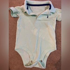 EUC Carter's Baby Boy Mint Green Short Sleeve Polo Bodysuit Romper Lighthouse